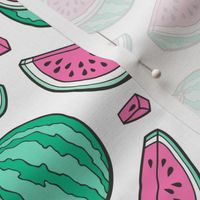Pink Watermelons Watermelon Fruits on White