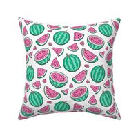Pink Watermelons Watermelon Fruits on White
