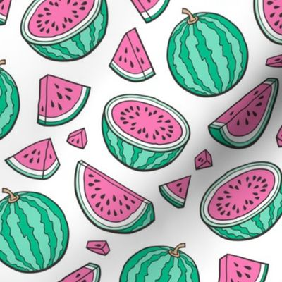 Pink Watermelons Watermelon Fruits on White