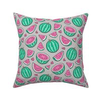 Pink Watermelons Watermelon Fruits on Light Grey