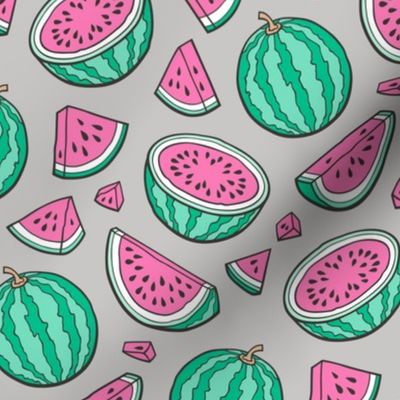 Pink Watermelons Watermelon Fruits on Light Grey