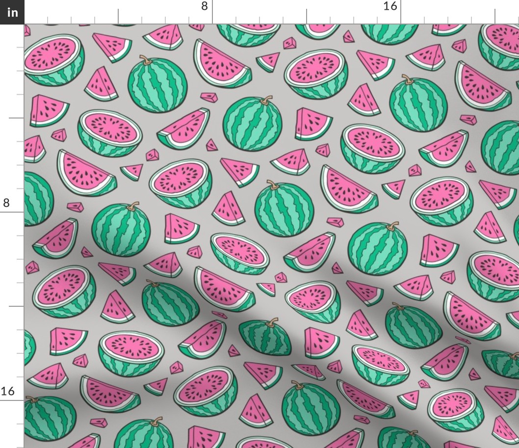 Pink Watermelons Watermelon Fruits on Light Grey