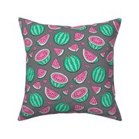 Pink Watermelons Watermelon Fruits on Dark Grey