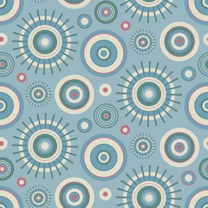 Retro circles pattern - blue
