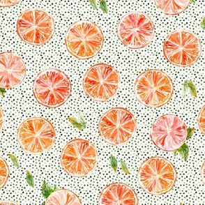Watercolor grapefruits with dots