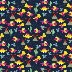 Cute Jurassic Dinosaurs YELLOW & PINK