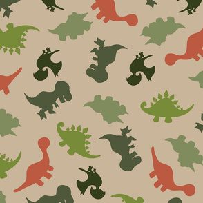 Silhouette Jurassic Dinosaurs in Camuflage colors