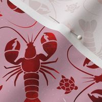 lobster love red on pink | medium