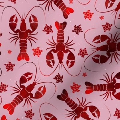 lobster love red on pink | medium