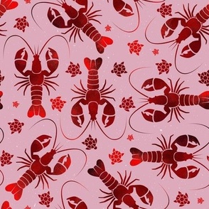 lobster love red on pink | medium