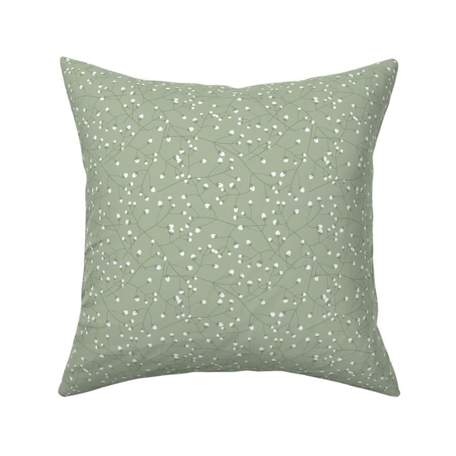 Baby's Breath Toss: Sage Green & White Fabric | Spoonflower