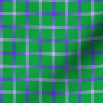 BYF7 - Open Weave Window Pane Plaid in Violet Blue Gradient on Green