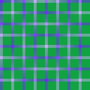 BYF7 - Open Weave Window Pane Plaid in Violet Blue Gradient on Green