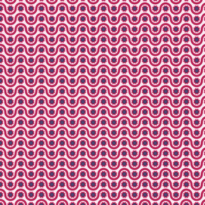 Magenta waves with blue flowers on a pink background.