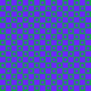 BYF7 - Small -  Donut Hole Checkerboard in  Violet Blue  and  Green