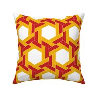 Braided Hexagons Red and Yellow in Trendy1920s Colors