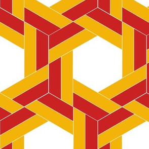 Braided Hexagons Red and Yellow in Trendy1920s Colors