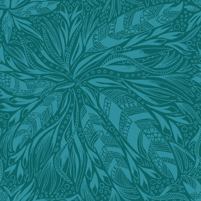 feather pattern - teal