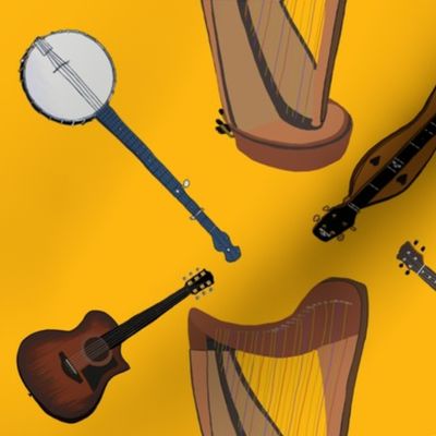 Folk Instruments on Goldenrod, by DulciArt, LLC