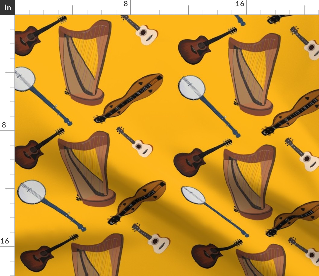 Folk Instruments on Goldenrod, by DulciArt, LLC