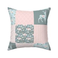 Boho Floral Deer - Wholecloth Quilt - WWCQ10