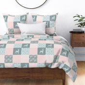 Boho Floral Deer - Wholecloth Quilt - WWCQ10