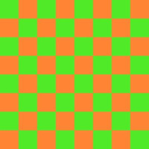 BYF8 - Large -  Lemon-Lime and Brilliant Orange Checkerboard in One Inch Squares