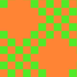 BYF8 - Large - Double Irish Chain Checks in Vivid Orange and Green