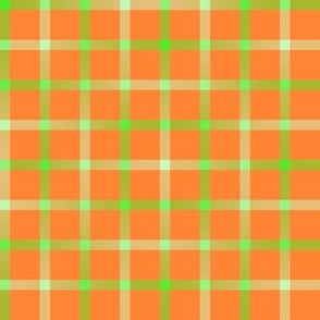 BYF8 - Open Weave Window Pane Plaid in Lime Green Gradient and Orange