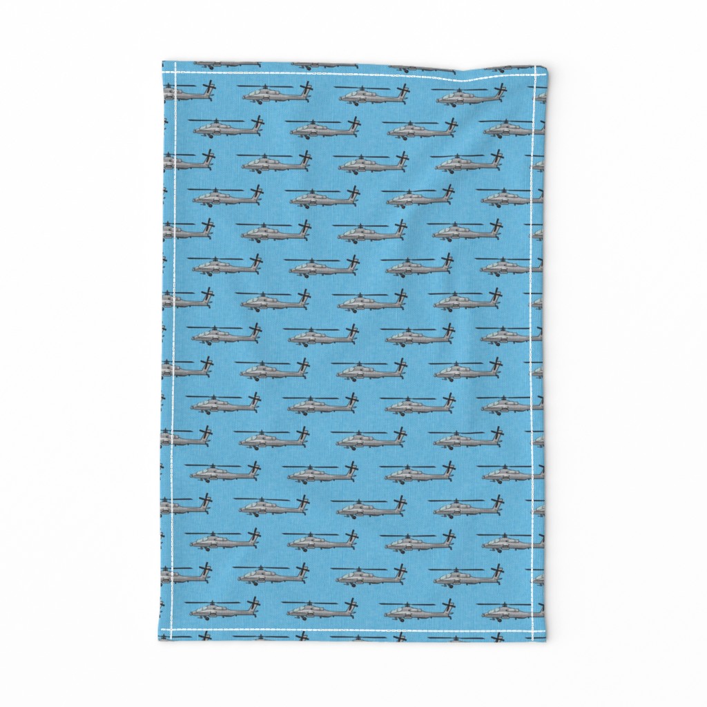 Military helicopter - army vehicles - grey on blue - LAD19