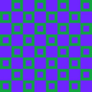 BYF7 - Large - Donut Hole Checkerboard in Violet Blue and Spring Green