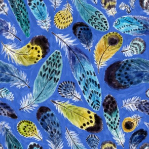 Boho Parrots' Feathers (macaw blue)