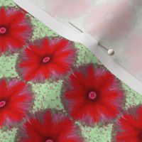 BYF9 - Medium - Bull's Eye Floral Polka Puffs in Poinsettia Red and Sage Green Pastel