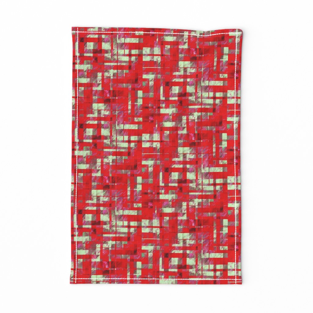 BYF9 - Large - Scattered Contemporary Plaid in Poinsettia Red and Sage Green