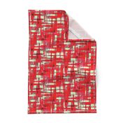 BYF9 - Large - Scattered Contemporary Plaid in Poinsettia Red and Sage Green