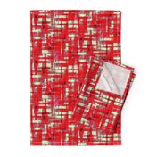 BYF9 - Large - Scattered Contemporary Plaid in Poinsettia Red and Sage Green