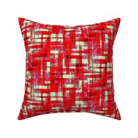 BYF9 - Large - Scattered Contemporary Plaid in Poinsettia Red and Sage Green