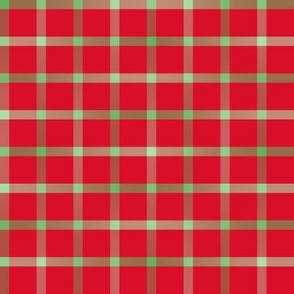 BYF9 -  Open Weave Window Pane Plaid in Green Gradient  on Poinsettia Red