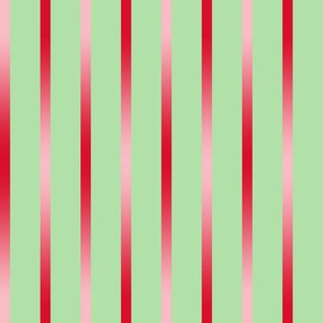 BYF9 - Red Poinsettia Gradient Stripes on Pastel Green