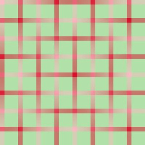 BYF9 - Disappearing Window Pane Plaid in Poinsettia Red Gradient and Pastel Green 