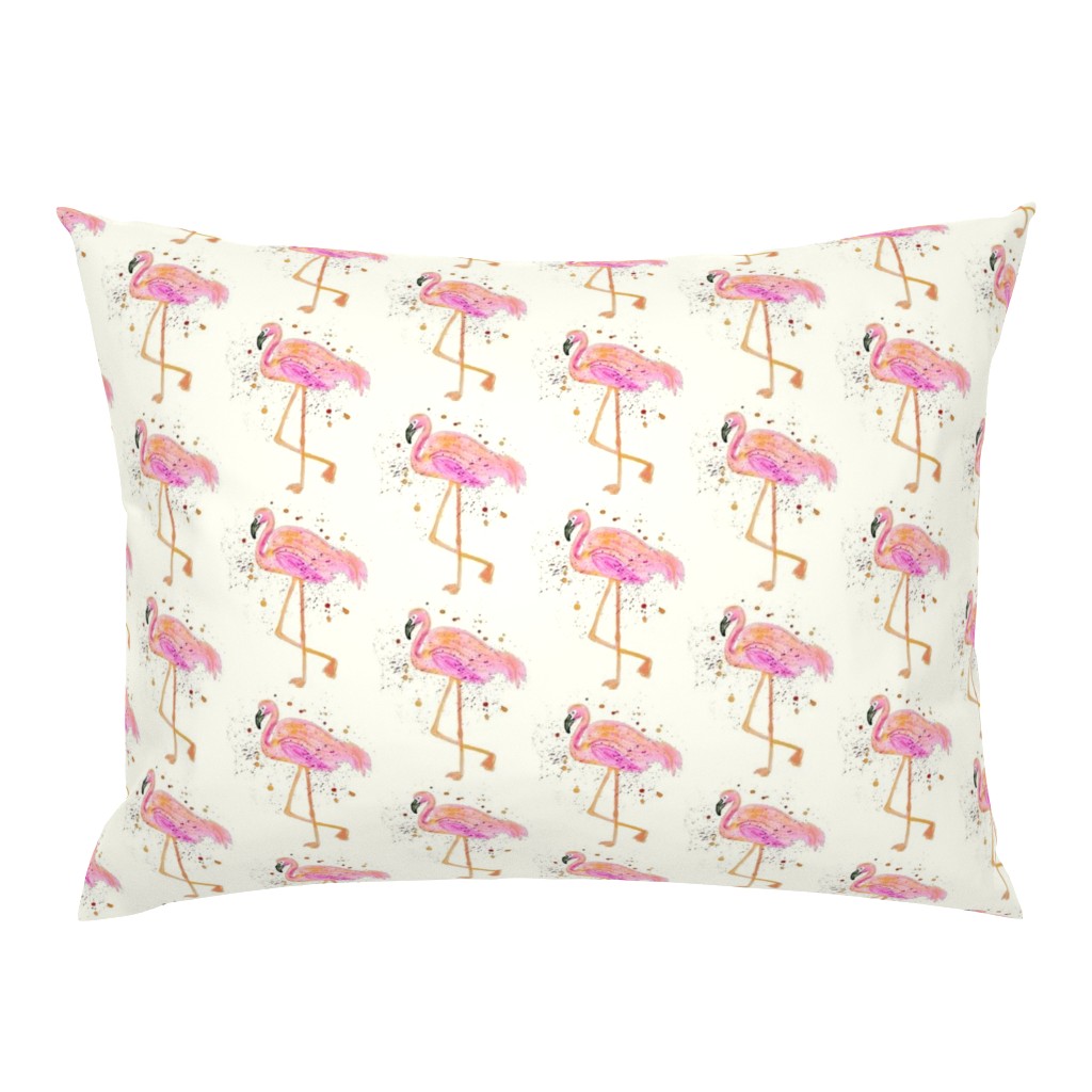 Fuchsia Flamingos On Cream