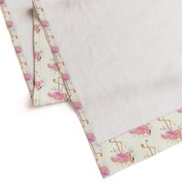 Fuchsia Flamingos On Cream