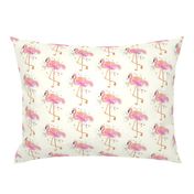 Fuchsia Flamingos On Cream