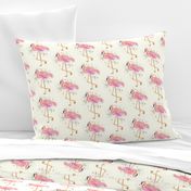 Fuchsia Flamingos On Cream