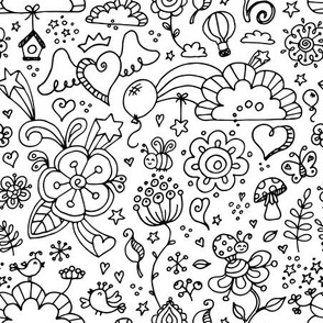 flower land doodle coloring