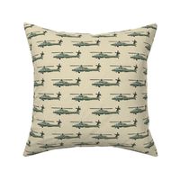 Military helicopter - army vehicles - green on tan - LAD19