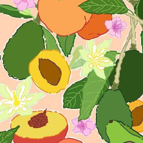 Avocado + Peach Stone Fruit Floral in Nectarine