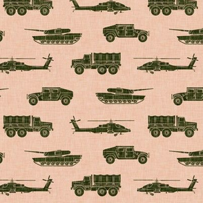 military vehicles - army - green on blush - LAD19