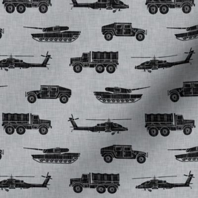 military vehicles - army - black on grey - LAD19