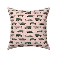 military vehicles 2 - army - green on pink - LAD19